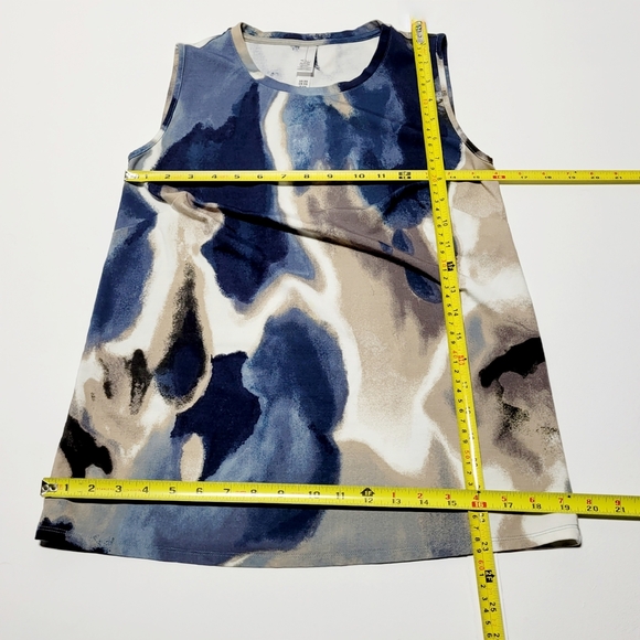 MarlaWynne Abstract Swirled Blue Tan & White Sleeveless Top Women's (XS) - Picture 7 of 7